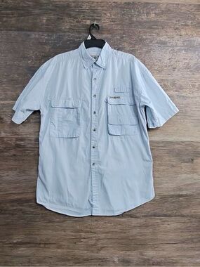 Hook & Tackle Short-Sleeve Light Blue Button-Down Utility Shirt